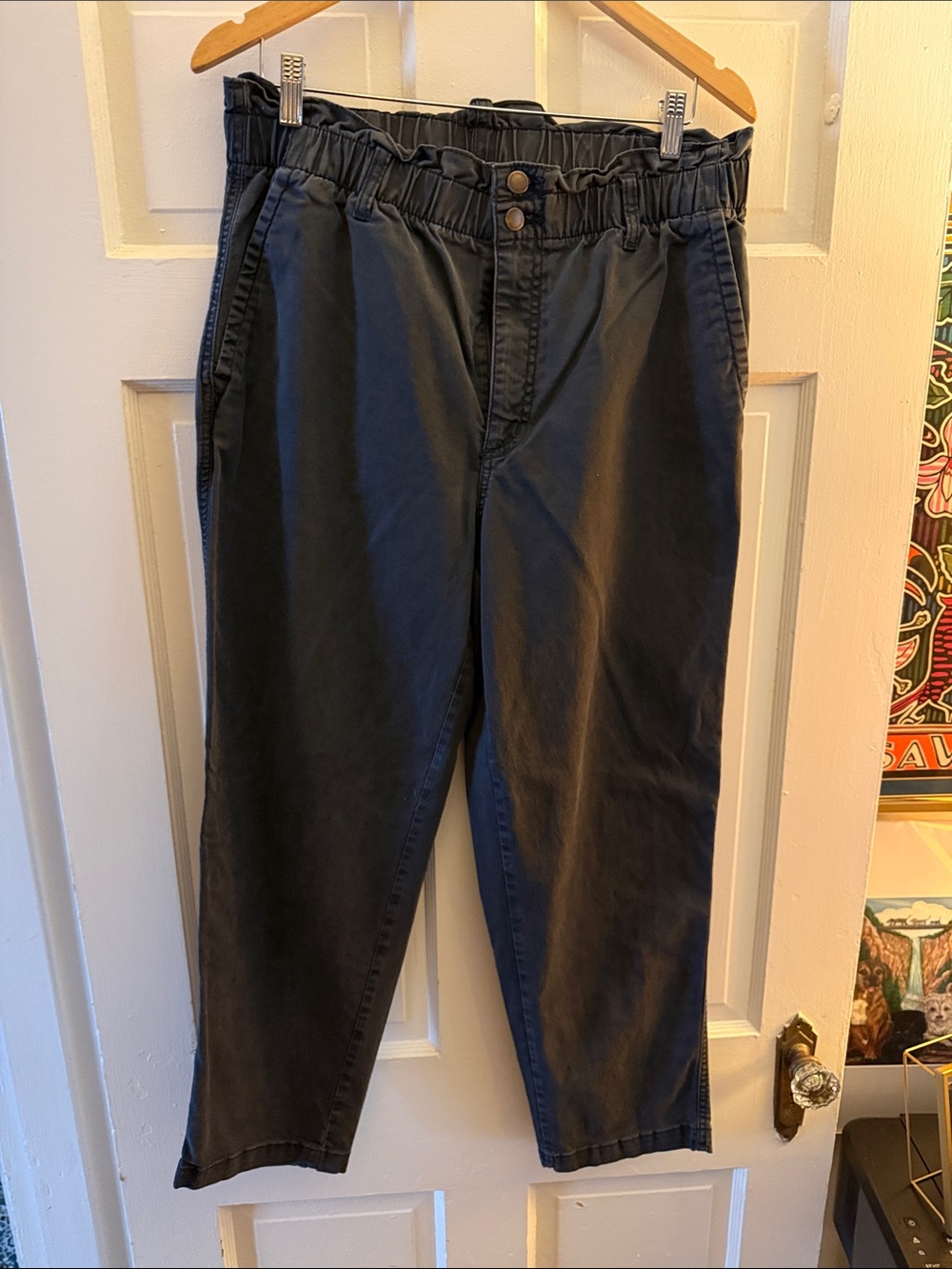 Universal Thread High-Waist Elastic Paperbag Pants in Deep Navy Grey
